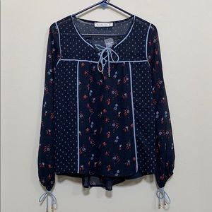 Abercrombie & fitch navy print blouse